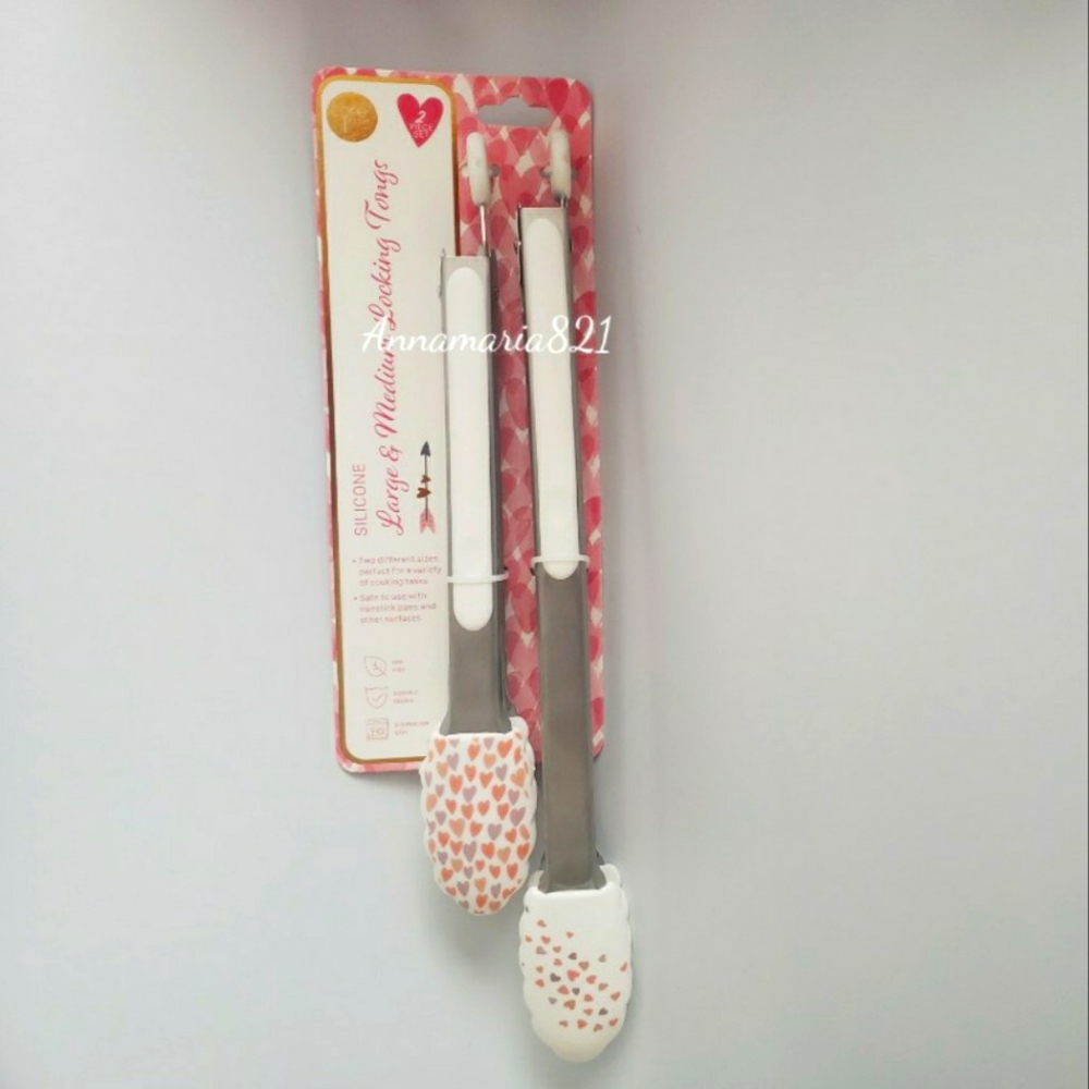 Set of 2 Locking Tongs large/medium HEART CONFETTI New